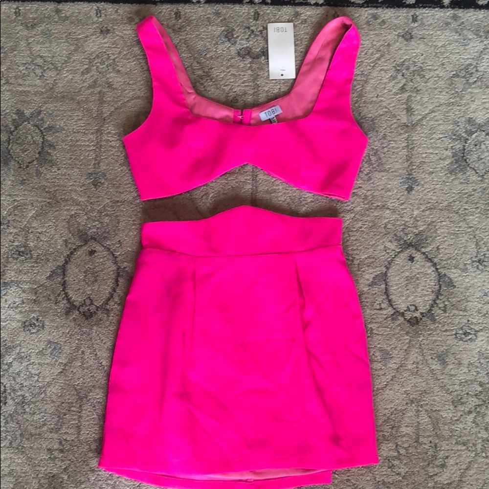 Neon pink tobi two-piece dress set